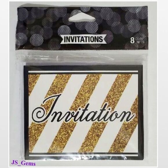 New Invitations Cards Universal All Occasions Gold Black - Picture 1 of 11